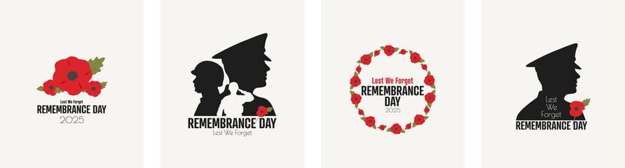 Remembrance Day set. Lest We Forget. Poppy Day collection.	