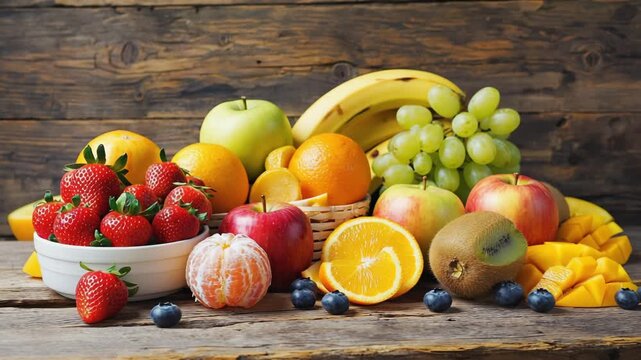 Frisches Obst &ndash; Bunte Auswahl gesunder Fr&uuml;chte in Nahaufnahme