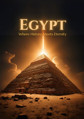 Mystical Ancient Egyptian Landscape with Golden Pyramid