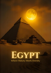 Mystical Ancient Egyptian Landscape with Golden Pyramid