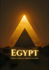 Mystical Ancient Egyptian Landscape with Golden Pyramid