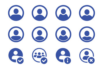 High-Quality Line Art Icons Depicting Individual Users, Profiles, and Community Groups for App and Website Interfaces
