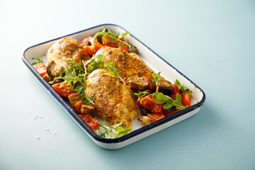 Chicken with baked vegetables
