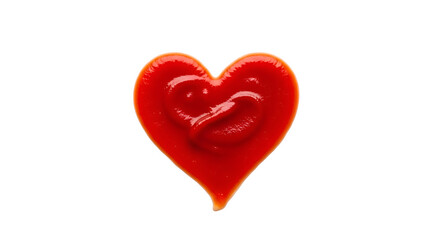 Fototapeta premium Heart Shape Ketchup Creates a Romantic Food Presentation on Transparent Background, Love Theme