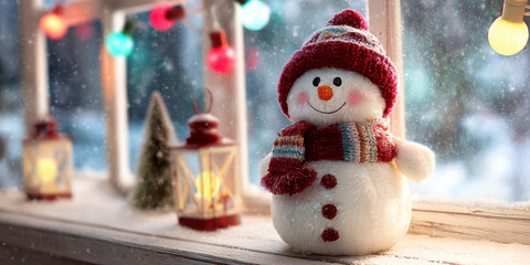 Cozy Snowman with Lantern – AI Generative