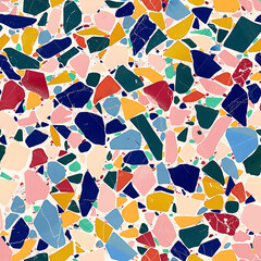 Colorful terrazzo pattern showcases a creative mix of stone fragments and vibrant hues suitable for various design applications, generative ai