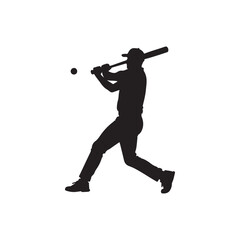 Baseball batter vector silhouette clip art logo illustration.