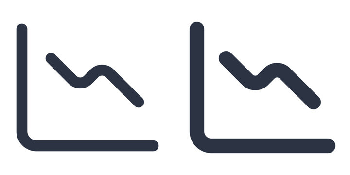 Decline Chart simple icons set designed in filled, outline, line and stroke style