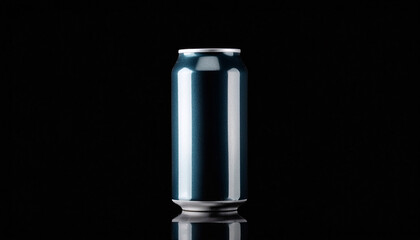 sleek aluminum beverage can on black background minimalist design