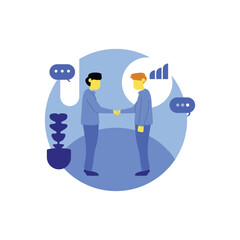 Flat design illustration of business handshake agreement teamwork vector