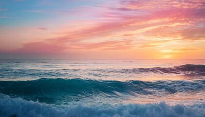 ocean sunset serene waves and pastel skies