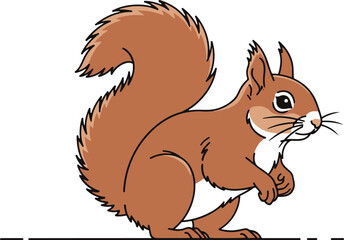 A charming illustration of a red squirrel rendered in pixel art style. 