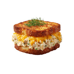 Gourmet Grilled Cheese Sandwich with Crab Salad and Cheddar Cheese