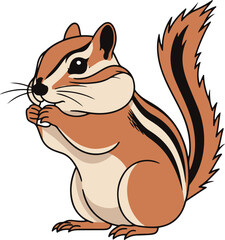 This illustration depicts a charming chipmunk sitting upright, seemingly enjoying a snack. Its detailed features and warm color palette make it perfect for various applications.