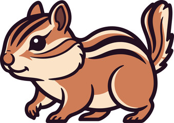 A charming pixel art illustration of a chipmunk. The chipmunk is depicted in a side profile, exhibiting a playful yet calm demeanor.