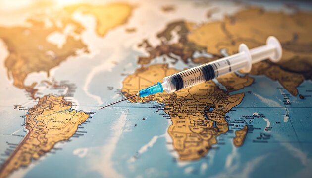 Global Vaccination with World Map.