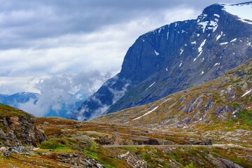 Fototapeta premium Famous Trollstigen scenic road and mountain area, Norway