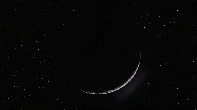 crescent moon rotating against dark background.ai 