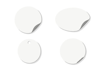 Realistic Round Sticker Mockup Template, Label Tag and Memo Design with Transparent Background, Vector Cartoon Illustration, Organized Set for Branding and Packaging