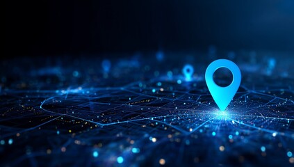 Digital Map with Location Pin and Connectivity Concept