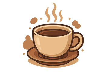 Obraz premium Warm cup of coffee with steam rising, cozy and inviting relaxation, comfort beverage illustration, hot drink vector cartoon, transparent background, morning coffee moment, ordered set 1