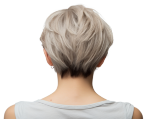 Highlighted hair adult woman back.