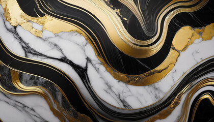 elegant abstract marble texture with black white and gold swirling patterns showcasing modern design elements for interior decor inspiration generative ai