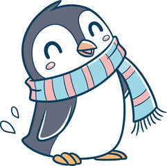 Adorable Kawaii Penguin with Scarf | Cute Pastel Chibi Cartoon Illustration