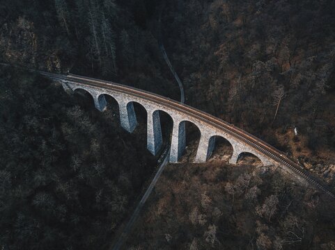 Aerial View of a Stone Railway Viaduct &ndash; Žampach Viaduct 