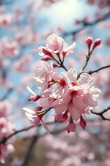 Obraz premium pink cherry blossom on white