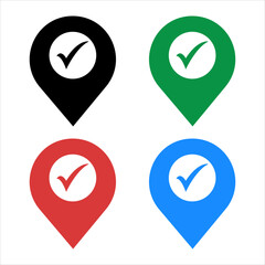 Location pins with check marks set.