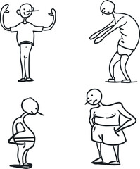 A set of cartoon people in different poses.