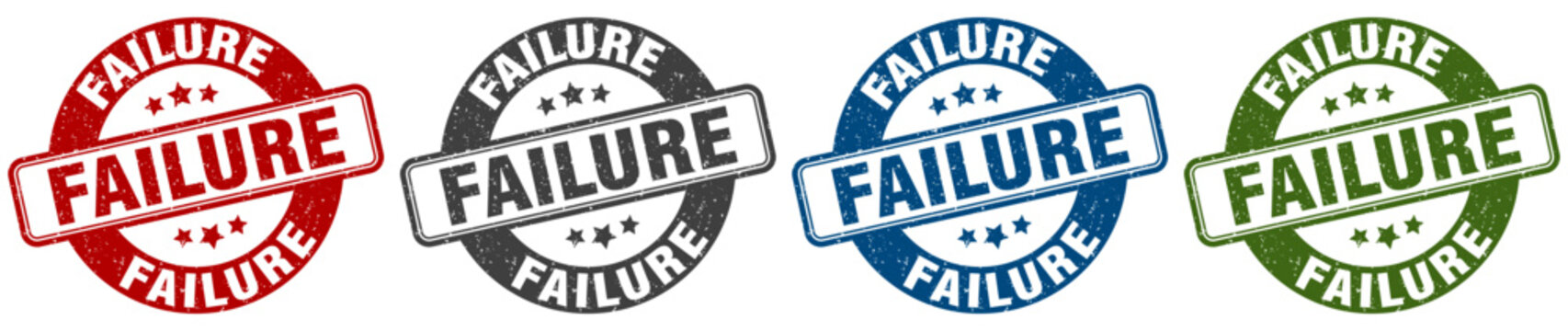failure stamp. failure round stamp set isolated on white background