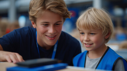 Family Sorting Items at a Recycling Facility