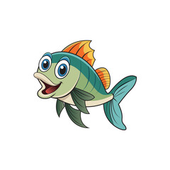 Colorful cartoon fish with big eyes and a happy smile, perfect for kids’ designs, underwater illustrations, marine life projects, educational materials, aquarium themes, and playful ocean art.

