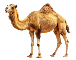 Dromedary Camel: Desert Animal Photography isolated on white background ,PNG. AI Generated.