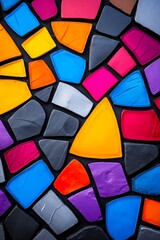 Fototapeta premium A close up of a colorful mosaic tile wall