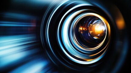 Futuristic lens, light streaks, abstract background, technology concept
