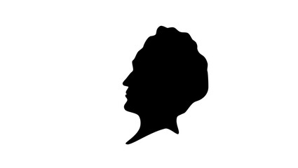 Johanna Spyri portrait, black isolated silhouette