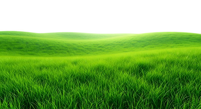 Emerald Field of Tranquility: A lush, emerald green field stretches across rolling hills, offering a serene and calming vista. Capturing nature's simplicity and beauty
