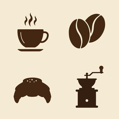 Coffee Time Cup, Beans, Pastry, Grinder in Cafe