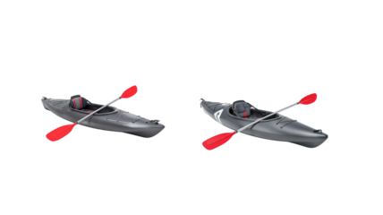 Black kayak boat on transparent background png