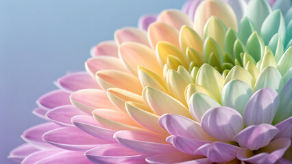 Obraz premium Vibrant rainbow chrysanthemum petals displaying a spectrum of soft pastel colors