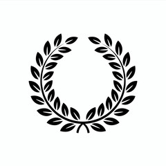 Black laurel wreath symbol of victory and achievement isolated on white background silhouette