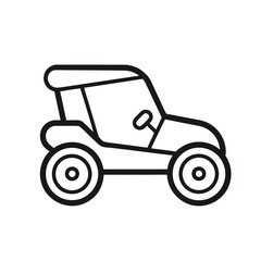 Modern buggy outline vector symbol on white background