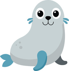 Obraz premium Cute seal arctic animal cartoon clipart on transparent background