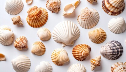 seashells on white background