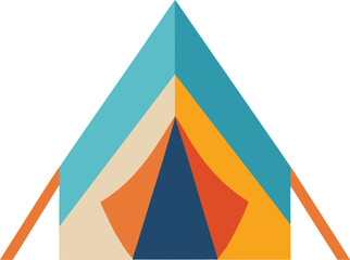 Flat design camping tent icon clipart on transparent background