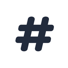 Obraz premium Simple hashtag symbol floating in white space representing social media connectivity and trending topics in a digital age.