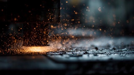 Bright sparks from industrial metalwork hinery